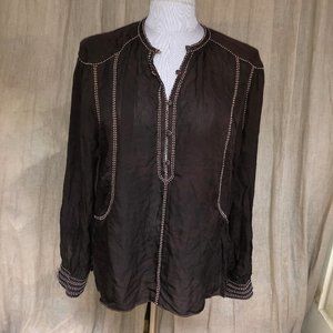 Isabel Marant 100% silk Hand Dyed brown Glass bead